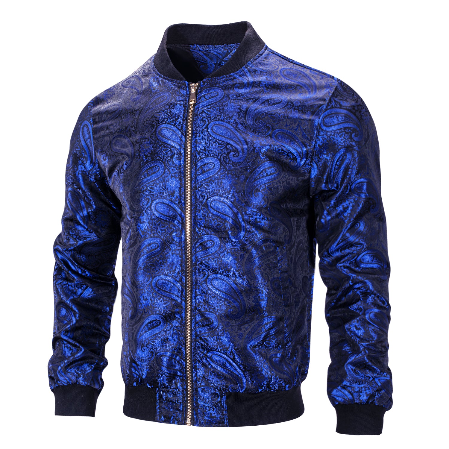 Royal Blue Paisley Men's Urban Lightweight Zip Jacket Casual