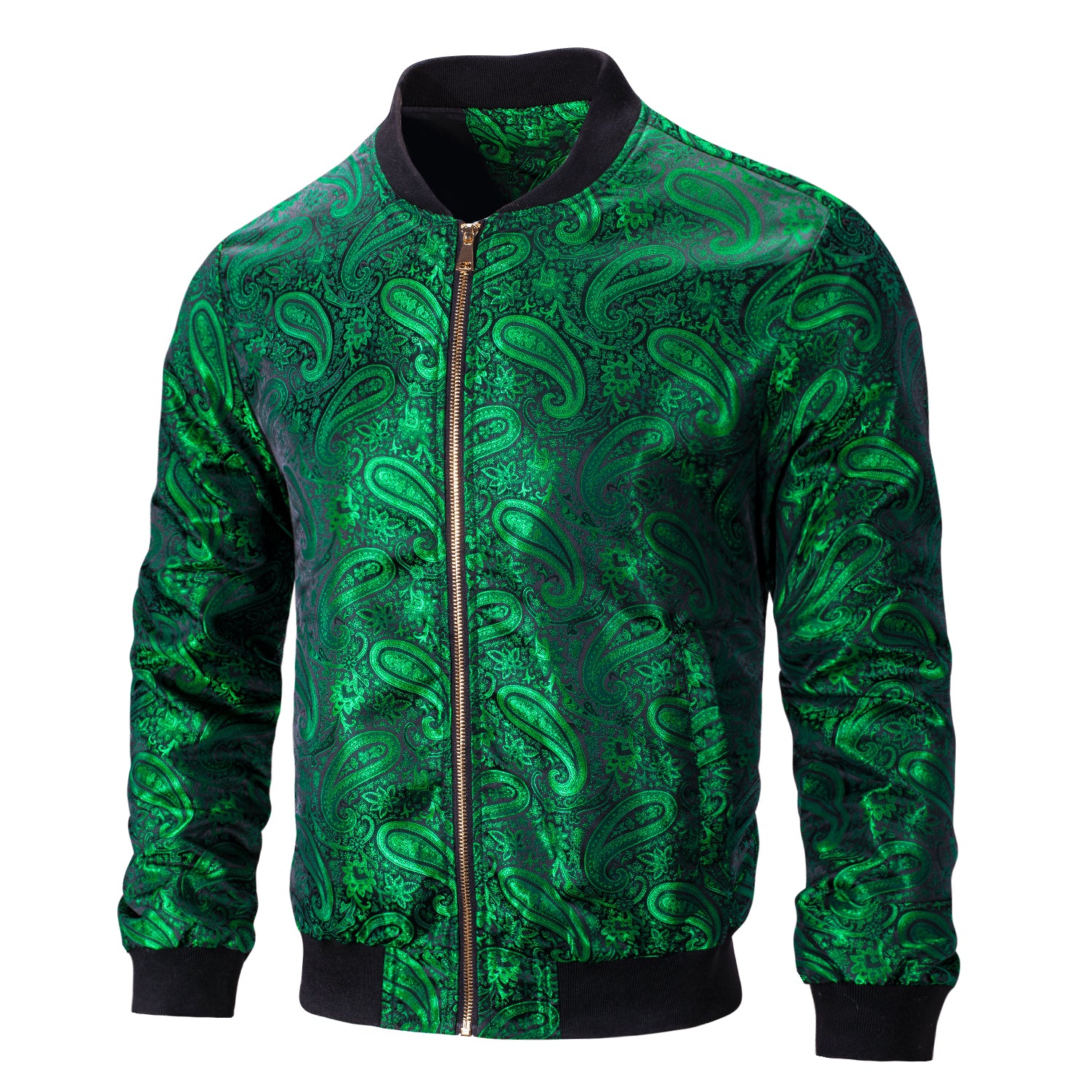 Green Paisley Men's Urban Lightweight Zip Jacket Casual