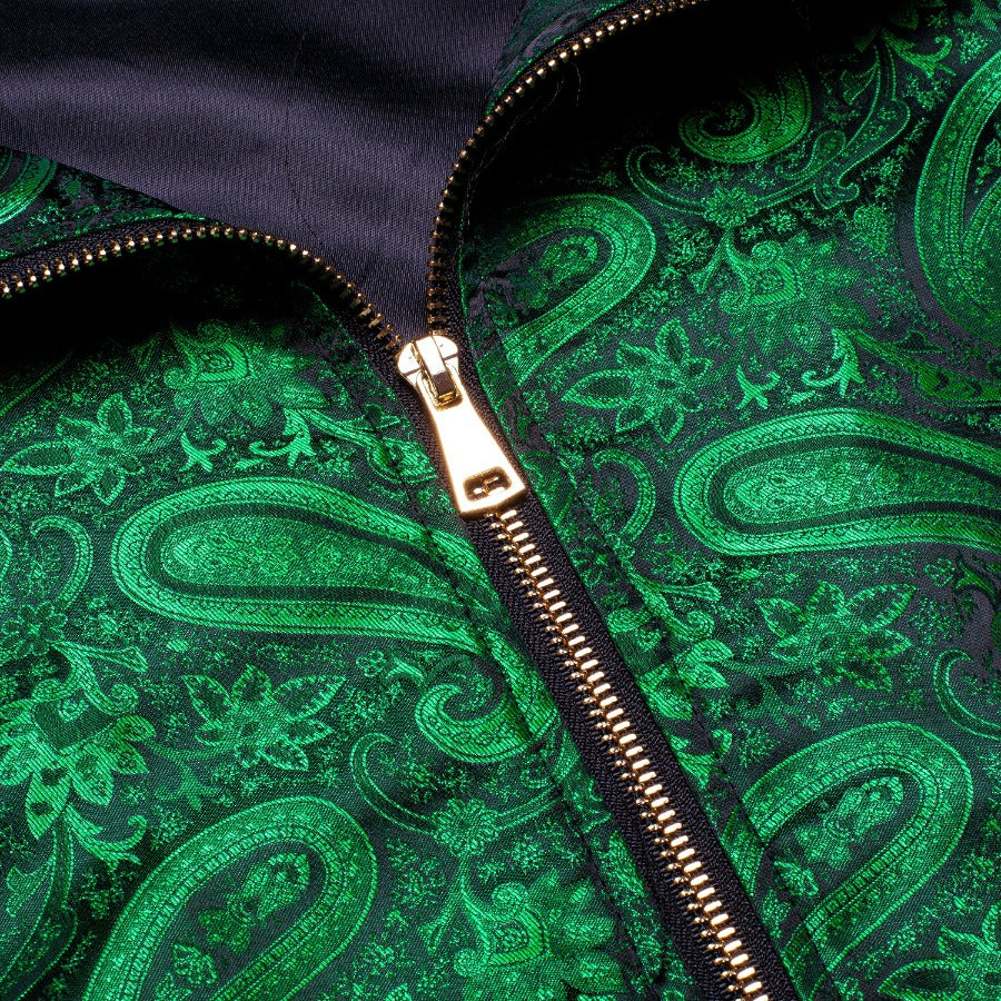 Green Paisley Men's Urban Lightweight Zip Jacket Casual