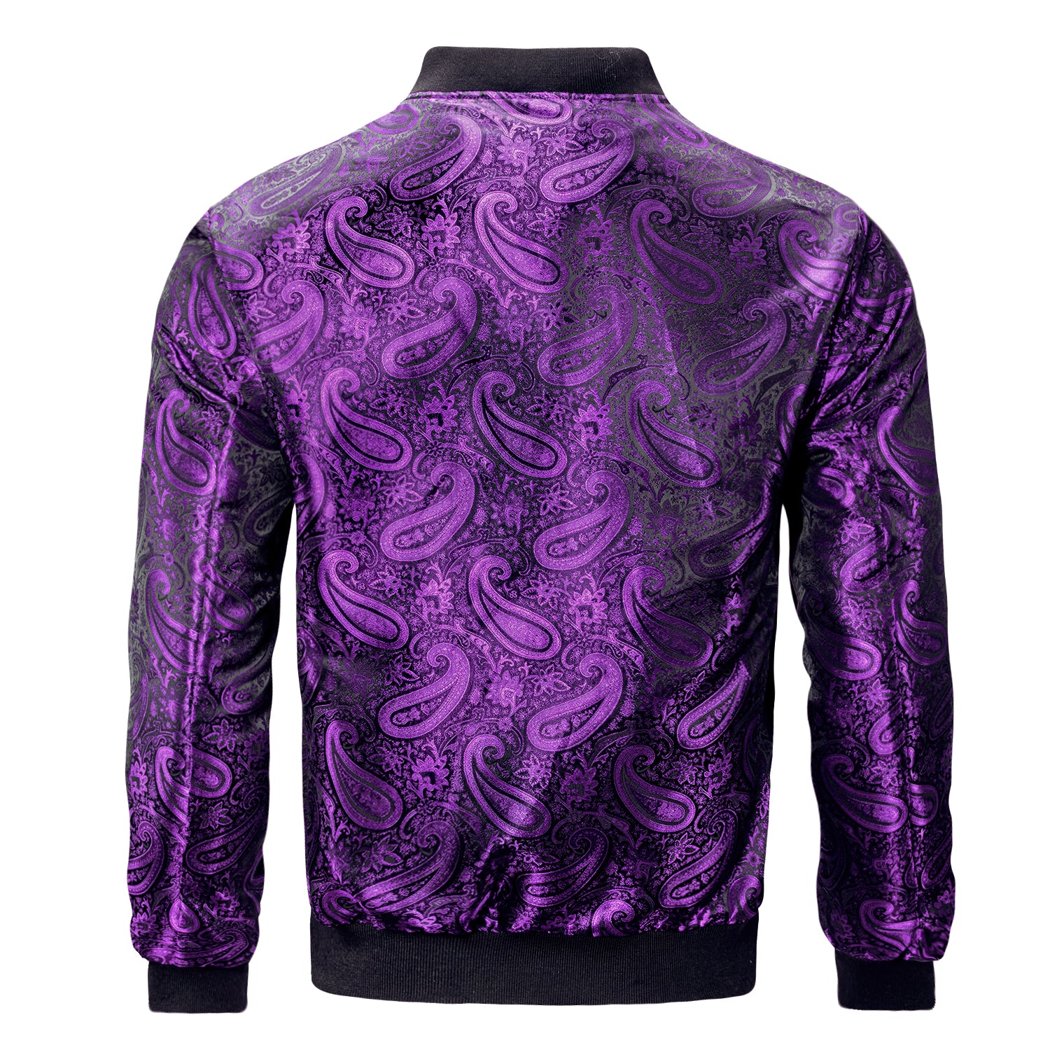 New Black Purple Paisley Men's Urban Lightweight Zip Jacket Casual