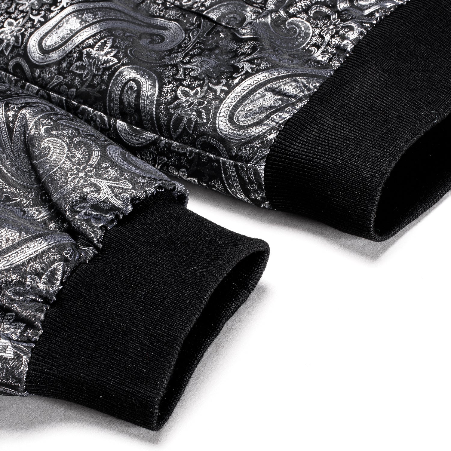 New Black Grey Paisley Men's Urban Lightweight Zip Jacket Casual