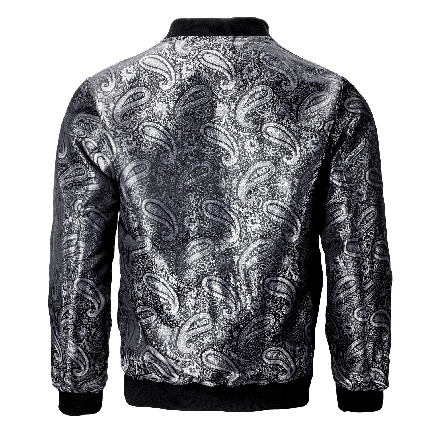 New Black Grey Paisley Men's Urban Lightweight Zip Jacket Casual