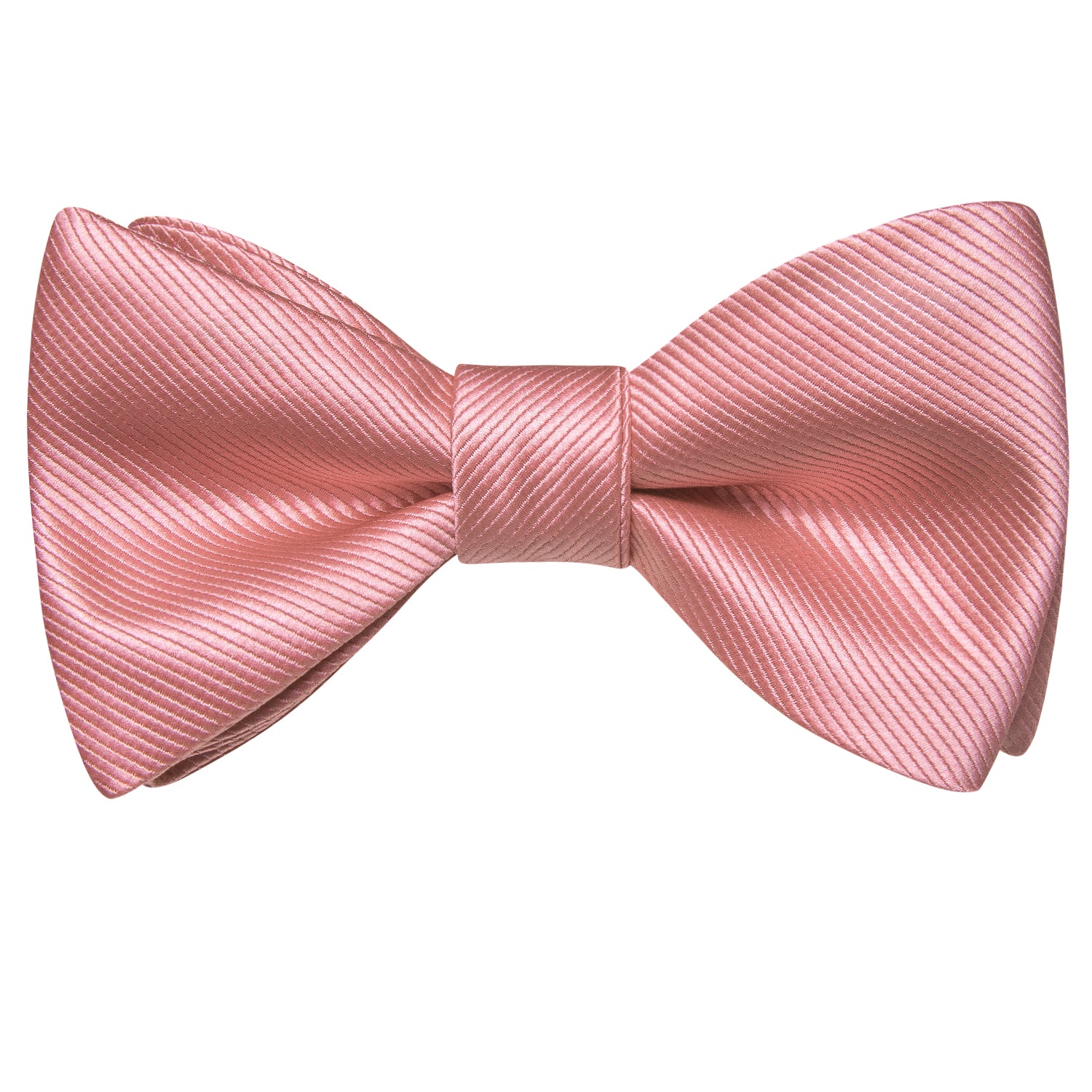 Light Pink Striped Silk Self-tied Bow Tie Pocket Square Cufflinks Set