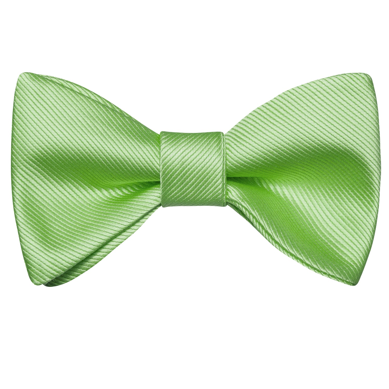 Apple Green Striped Silk Self-tied Bow Tie Hanky Cufflinks Set