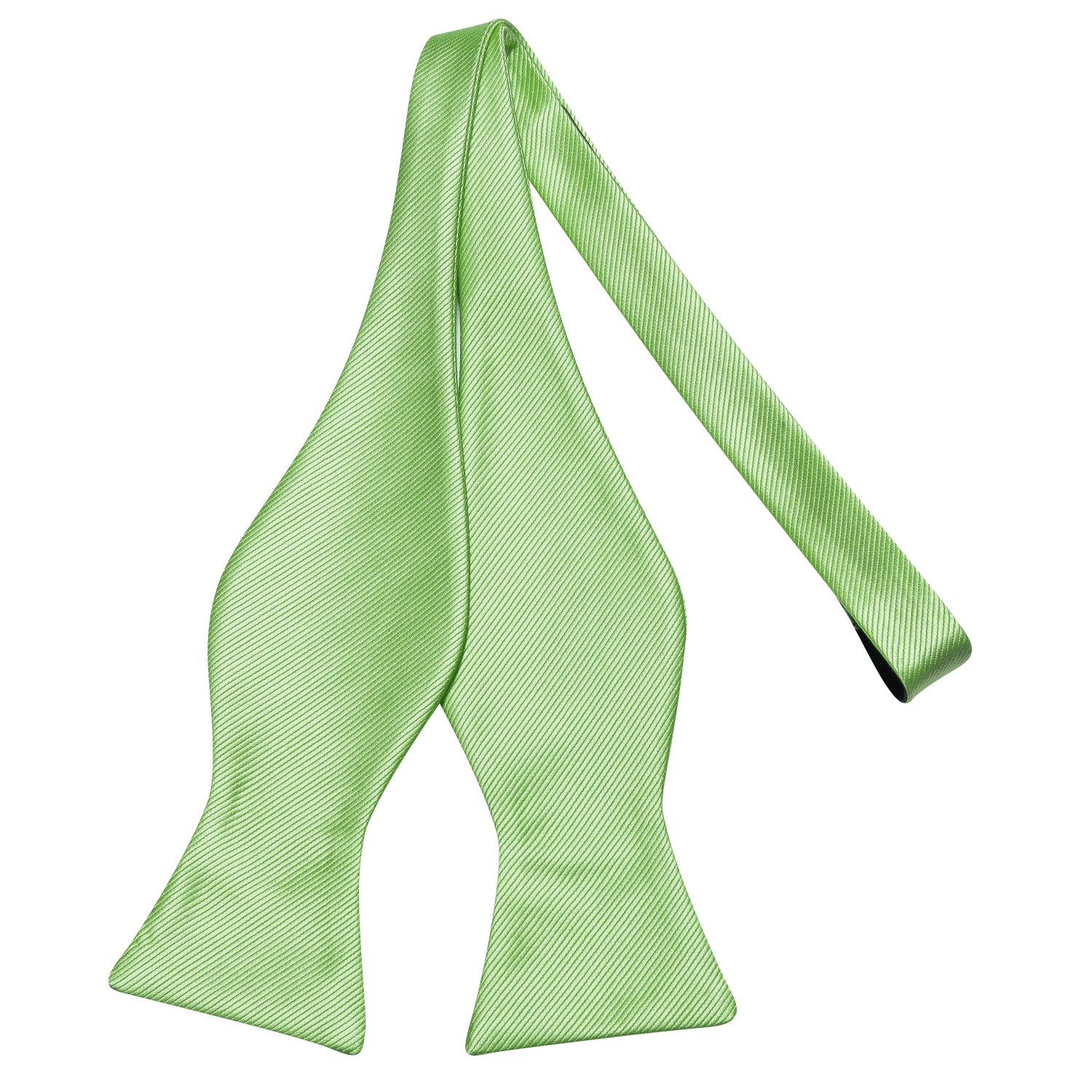 Apple Green Striped Silk Self-tied Bow Tie Hanky Cufflinks Set