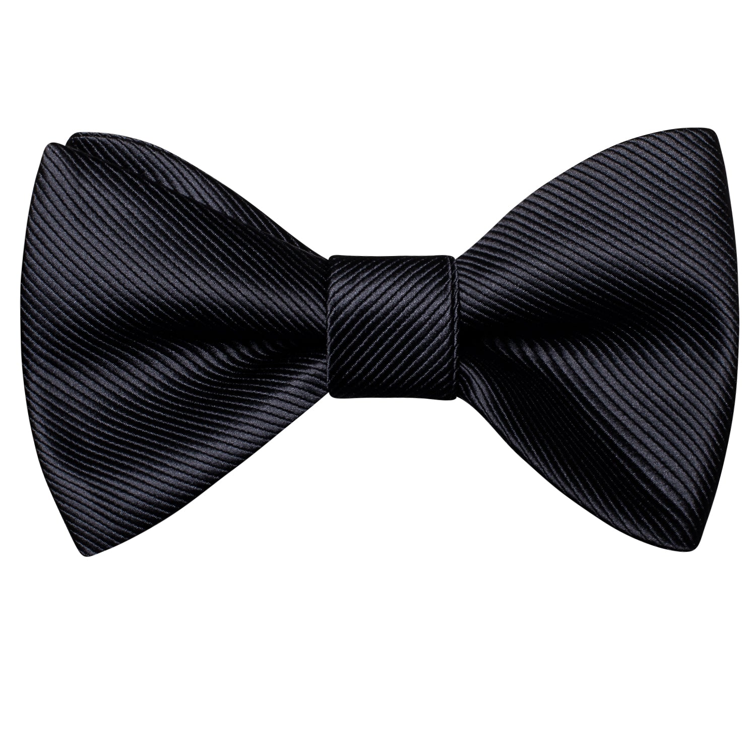 Black Striped Silk Self-tied Bow Tie Pocket Square Cufflink Set