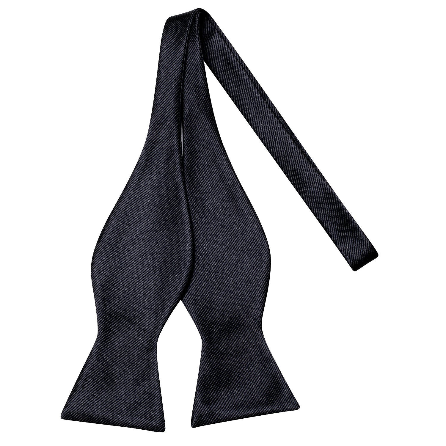 Black Striped Silk Self-tied Bow Tie Pocket Square Cufflink Set