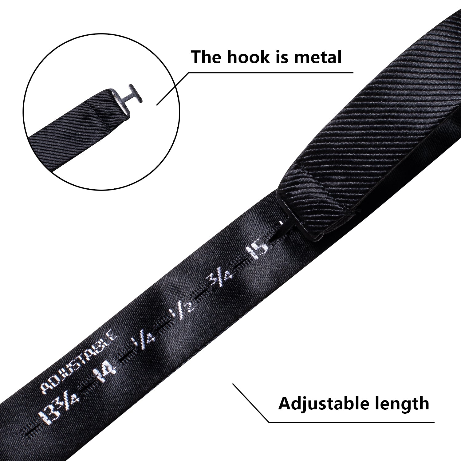 Black Striped Silk Self-tied Bow Tie Pocket Square Cufflinks Set