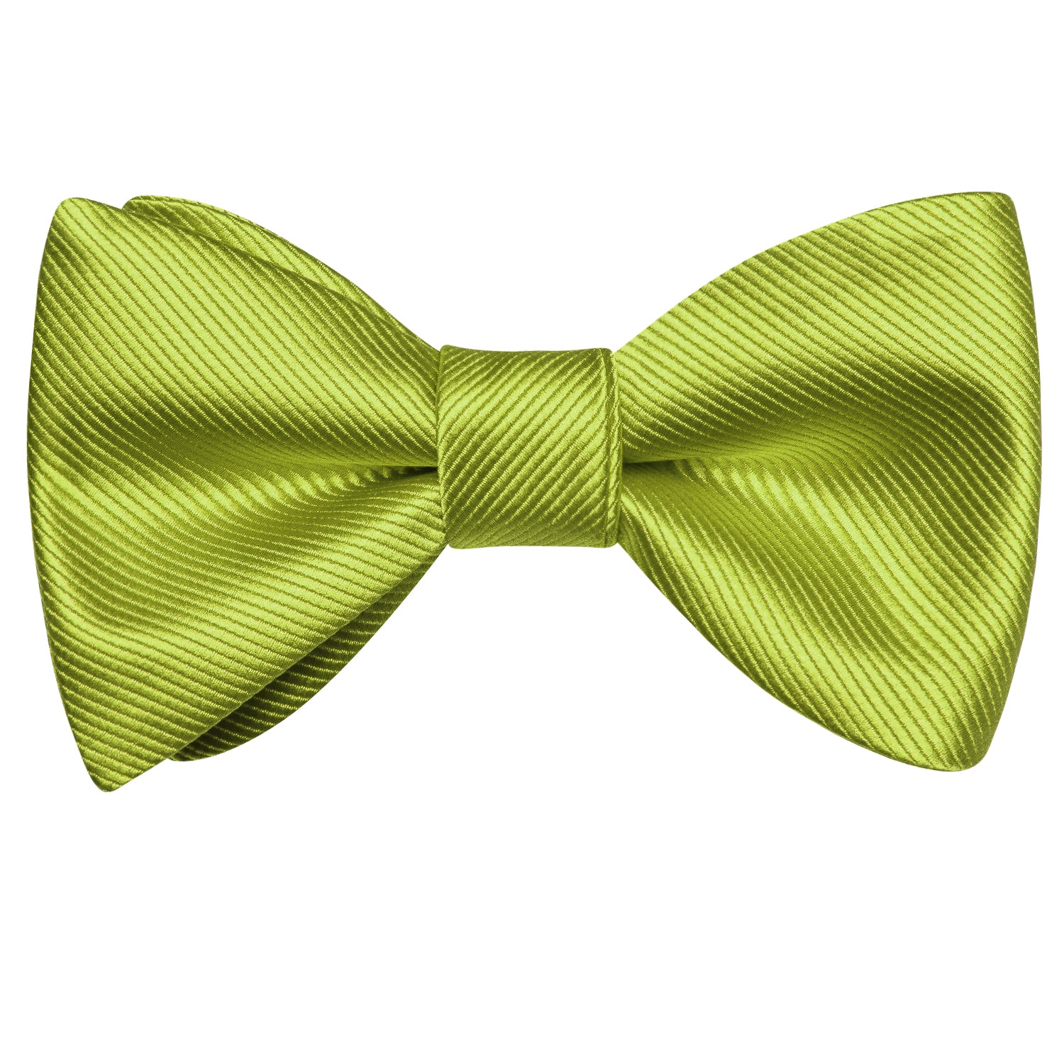 Leaf Green Striped Silk Self-tied Bow Tie Pocket Square Cufflinks Set