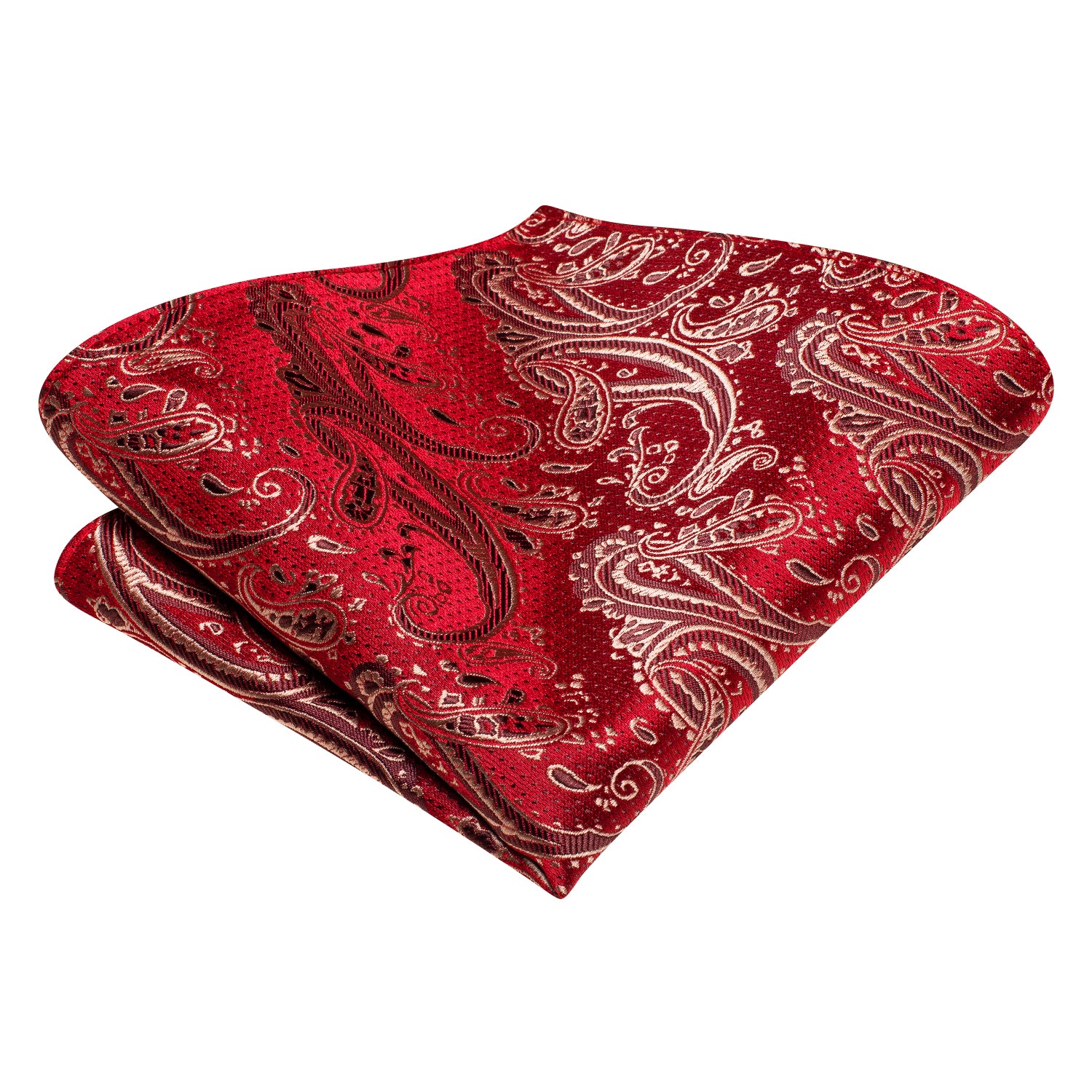 Red Brown Paisley Silk Self-tied Bow Tie Pocket Square Cufflinks Set
