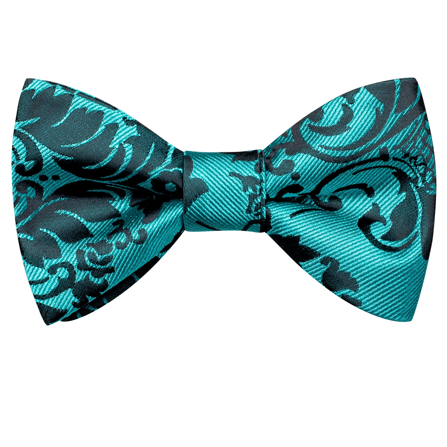 Lake Blue Paisley Silk Self-tied Bow Tie Pocket Square Cufflinks Set