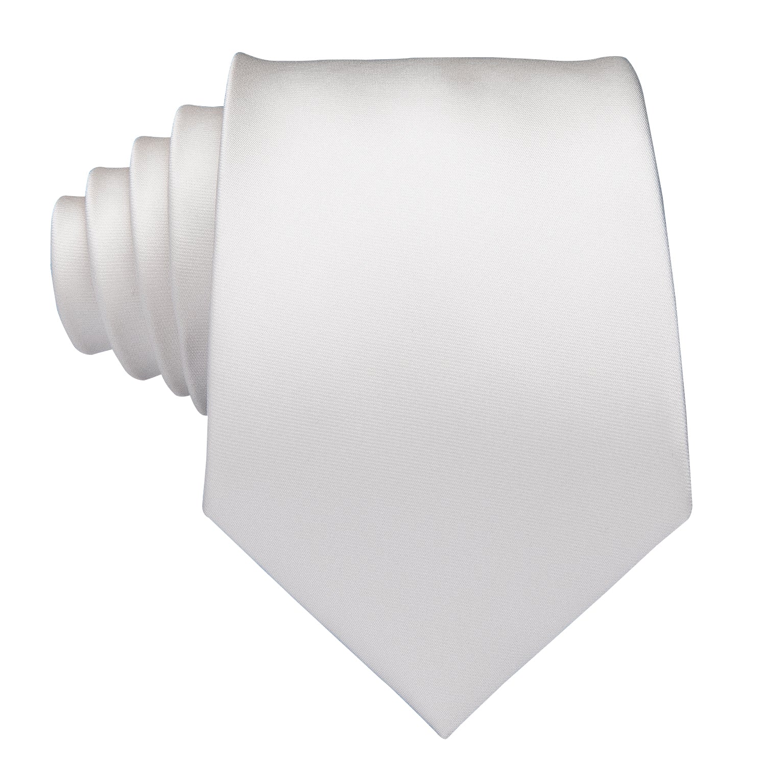 Solid Milky White Tie Pocket Square Cufflinks Set