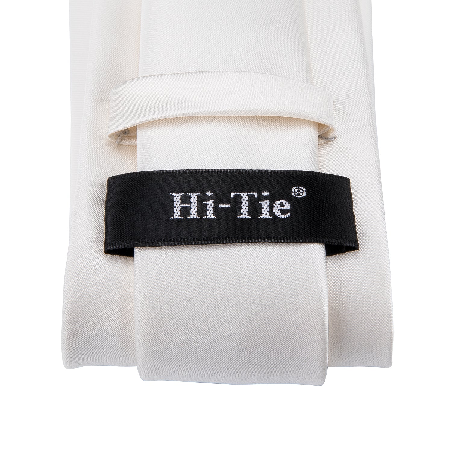 Solid Milky White Tie Pocket Square Cufflinks Set