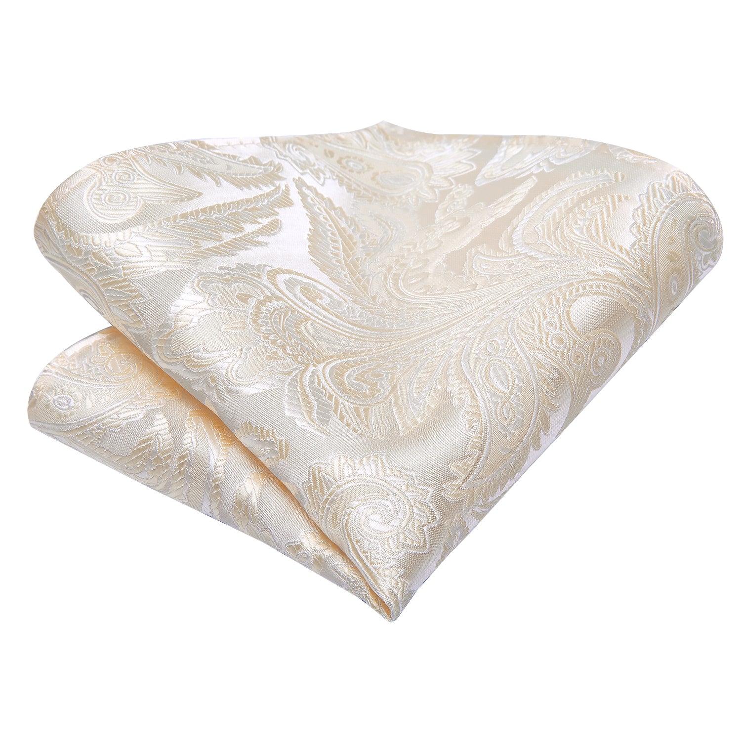 Beige Paisley Men's Tie Pocket Square Cufflinks Set Collar Pin