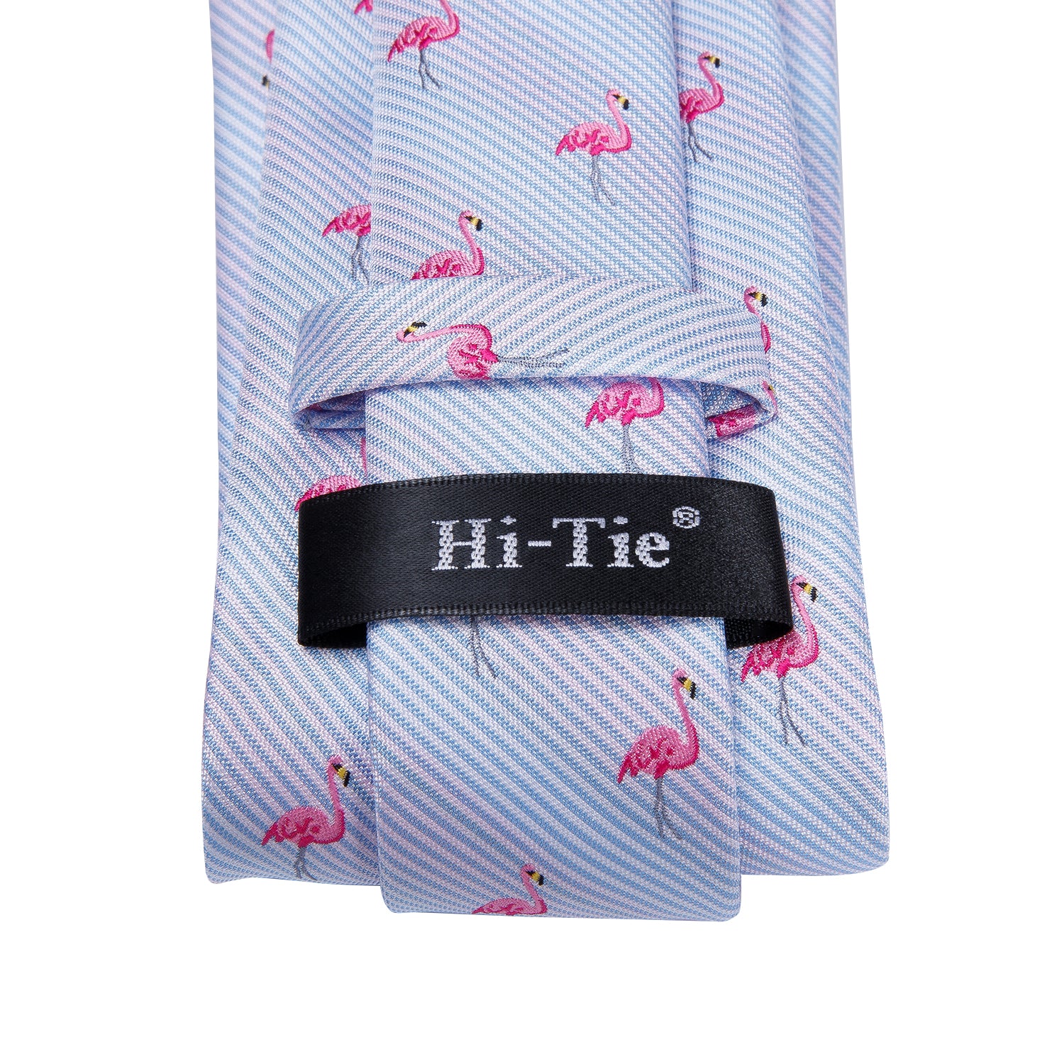 Pink Flamingo Tie Pocket Square Cufflinks Set
