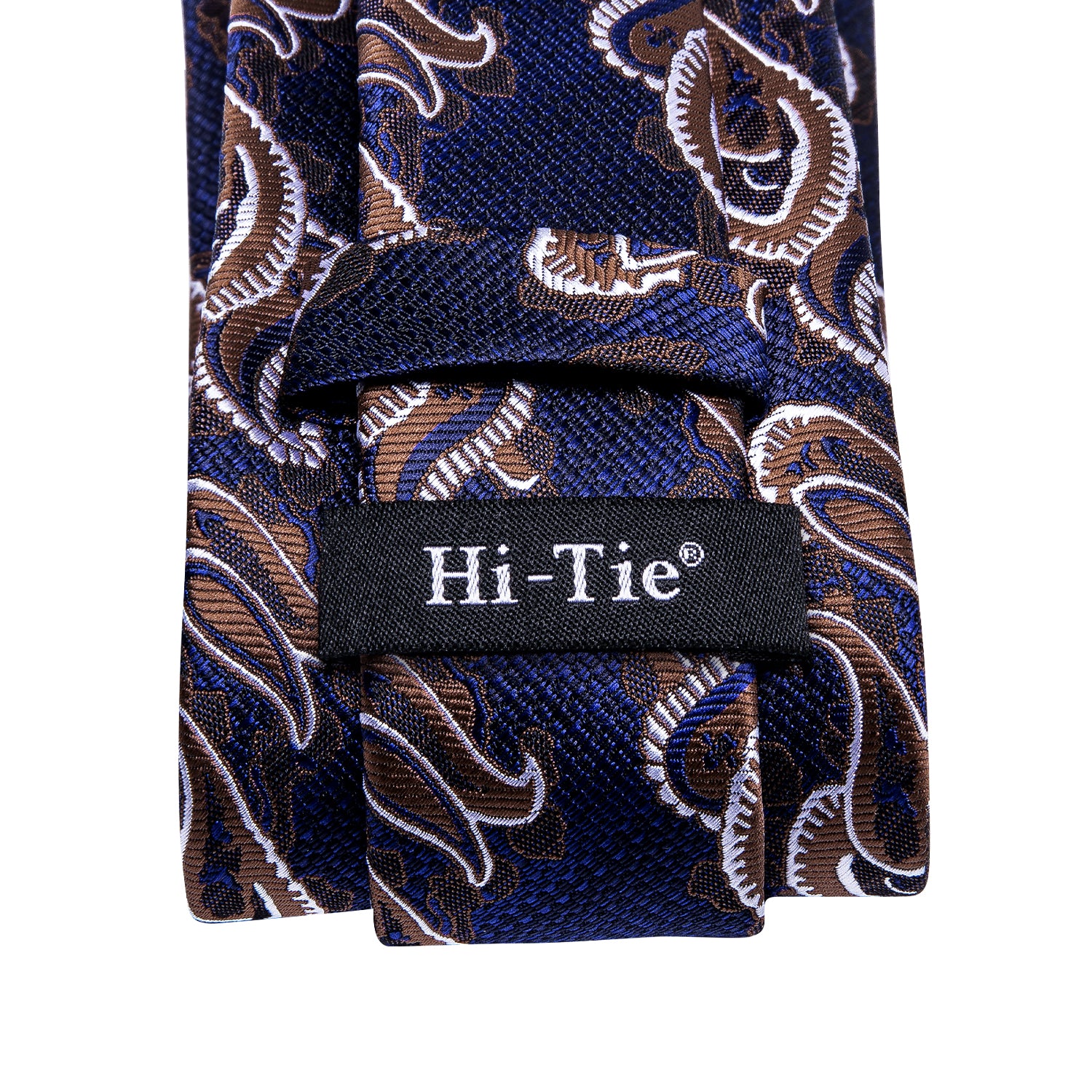 Blue Brown Paisley Men's Silk Tie Pocket Square Cufflinks Set