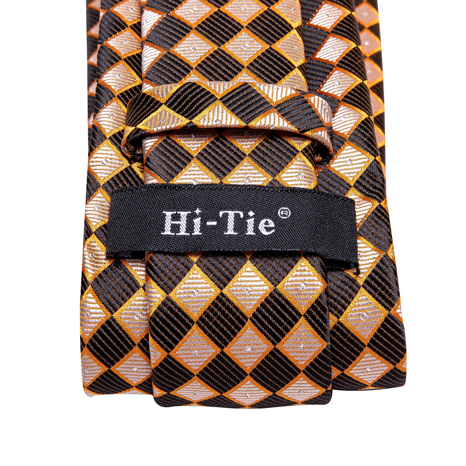 Necktie Yellow Brown Plaid Mens Tie Pocket Square Cufflinks Set