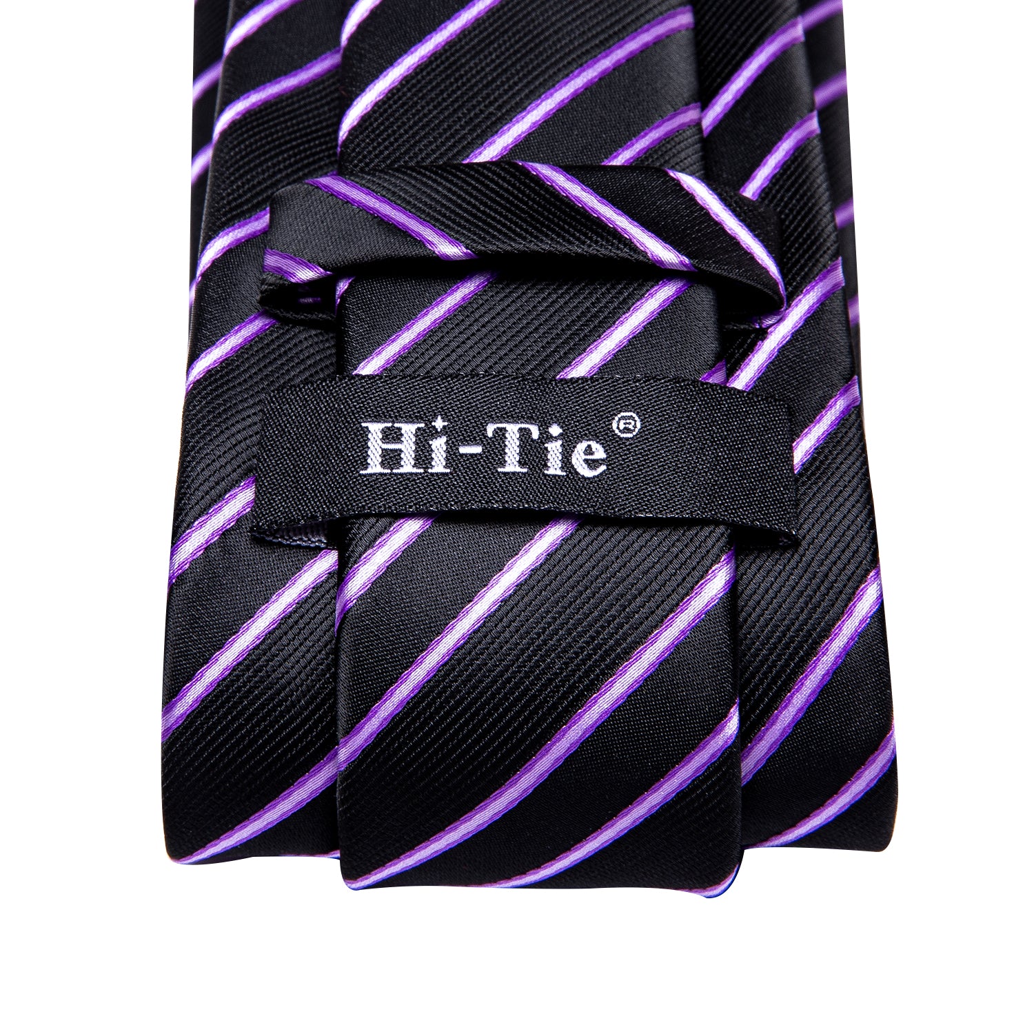 Black Pink Striped Tie Pocket Square Cufflinks Set for Men