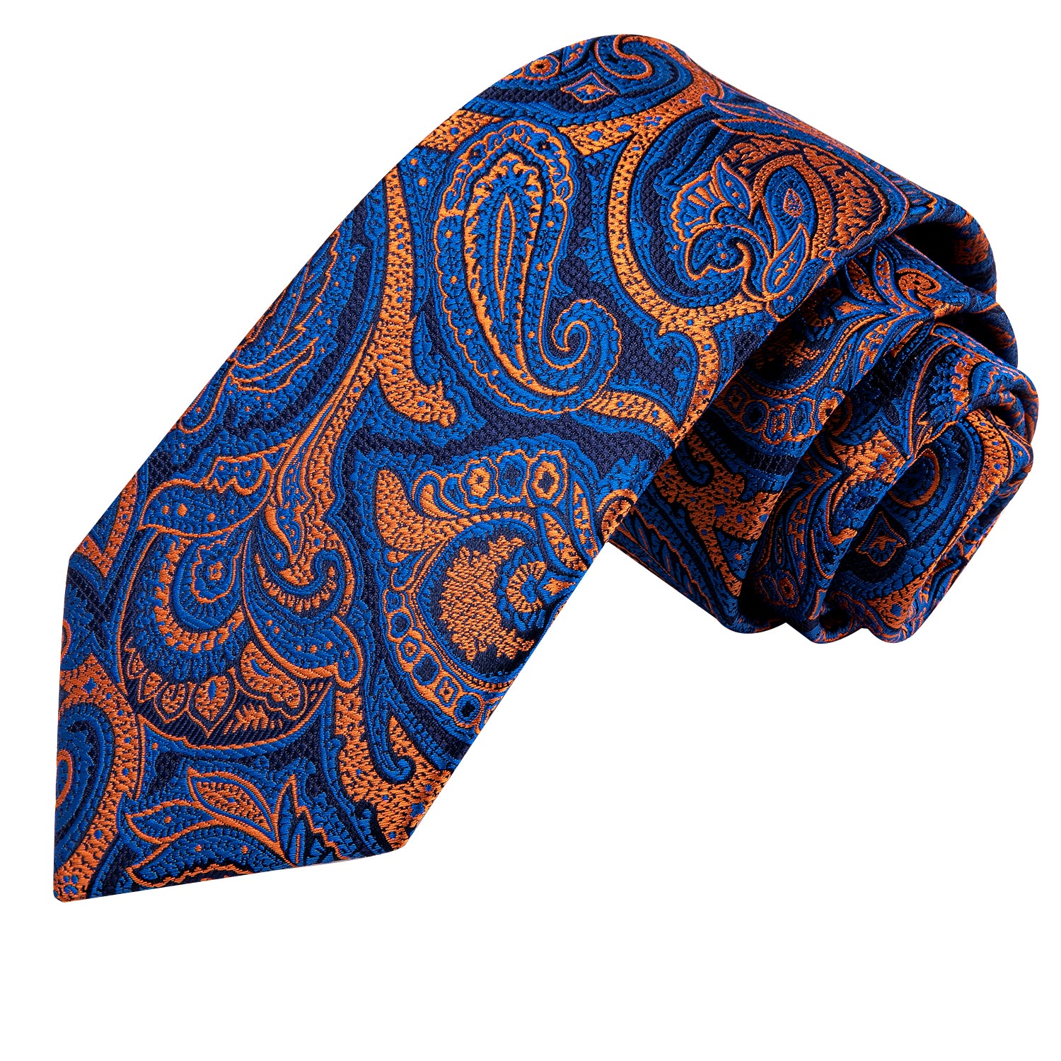 Blue Yellow Floral Silk Tie Pocket Square Cufflinks Set for Men
