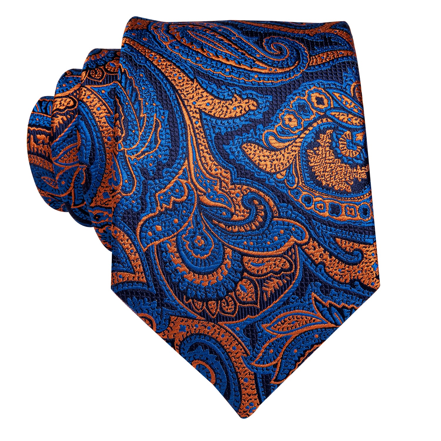 Blue Yellow Floral Silk Tie Pocket Square Cufflinks Set for Men