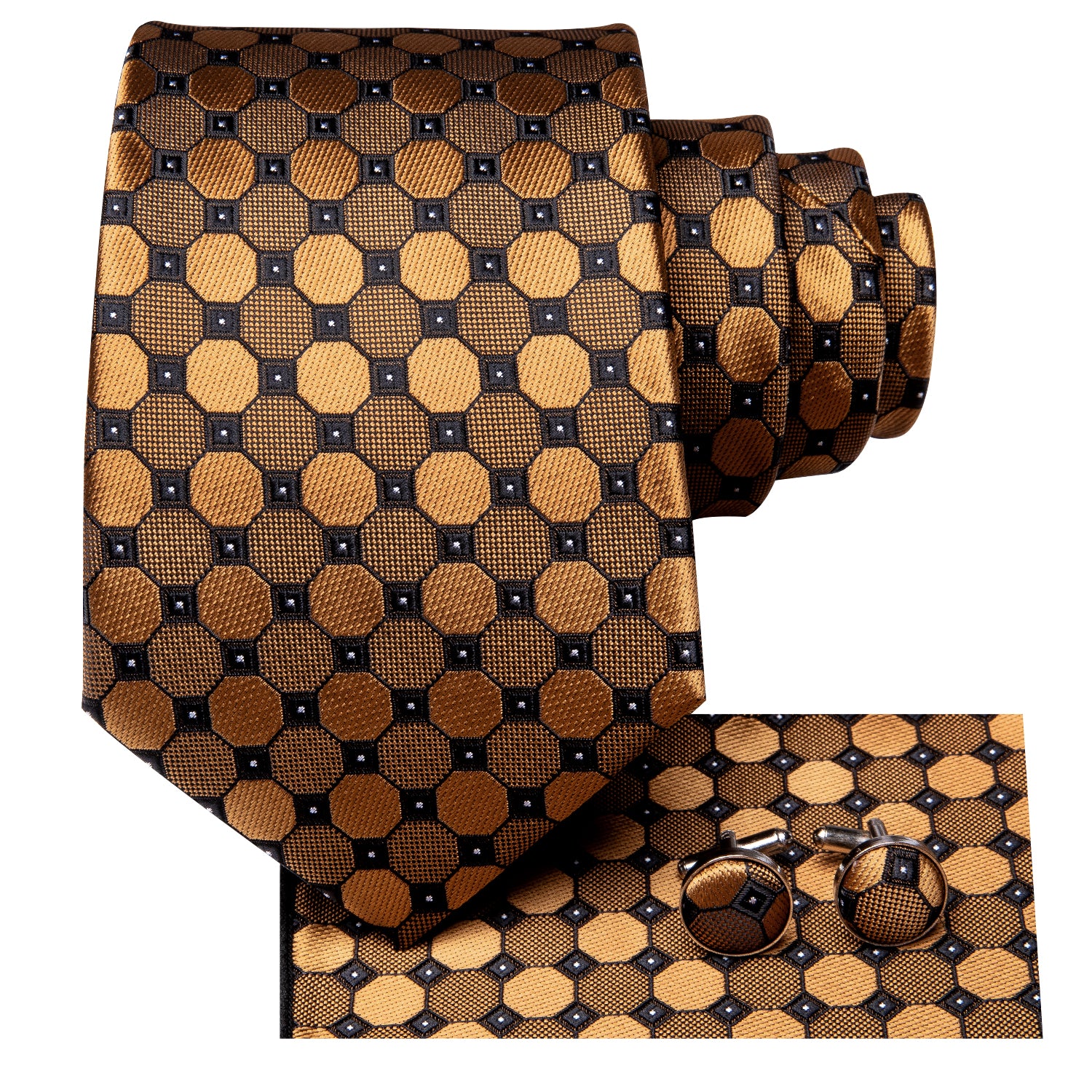 golden geometric necktie for men 
