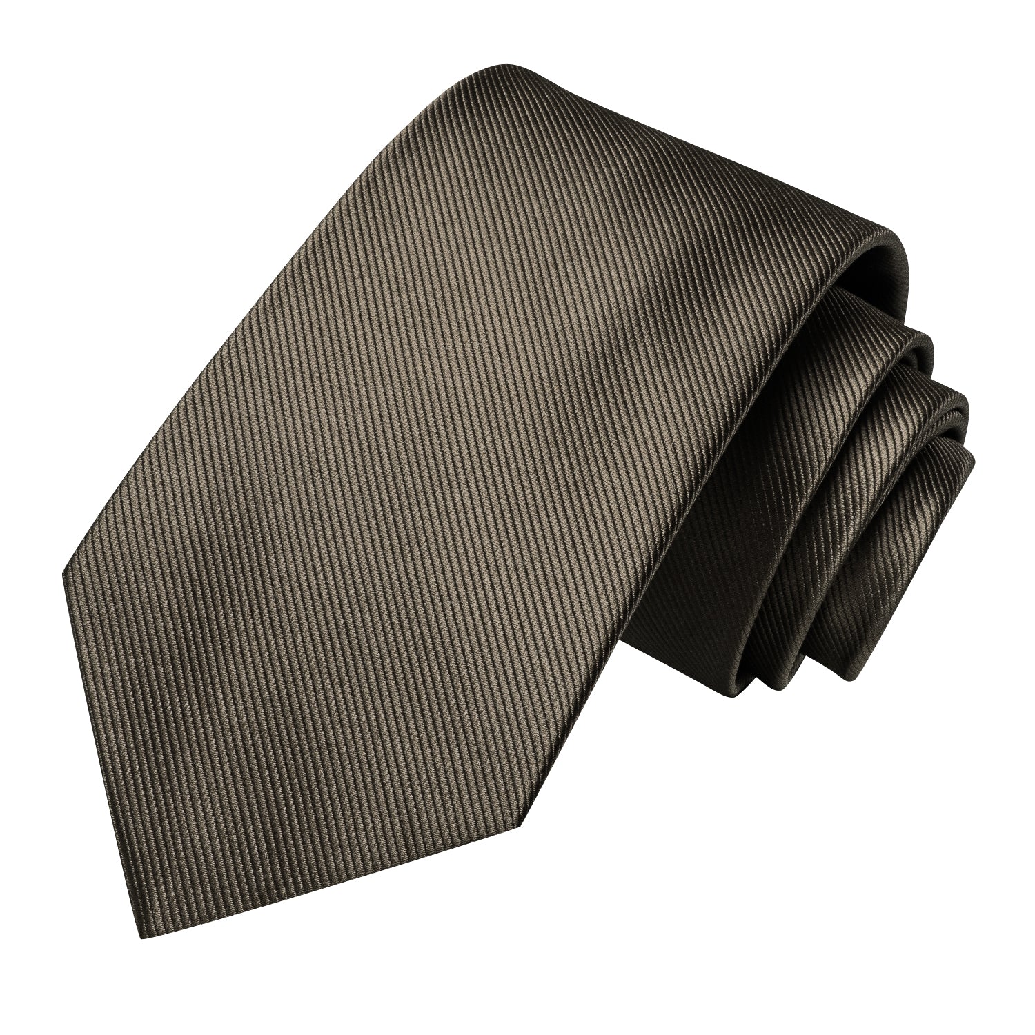 Chocolate Grey Solid Tie Pocket Square Cufflinks Set