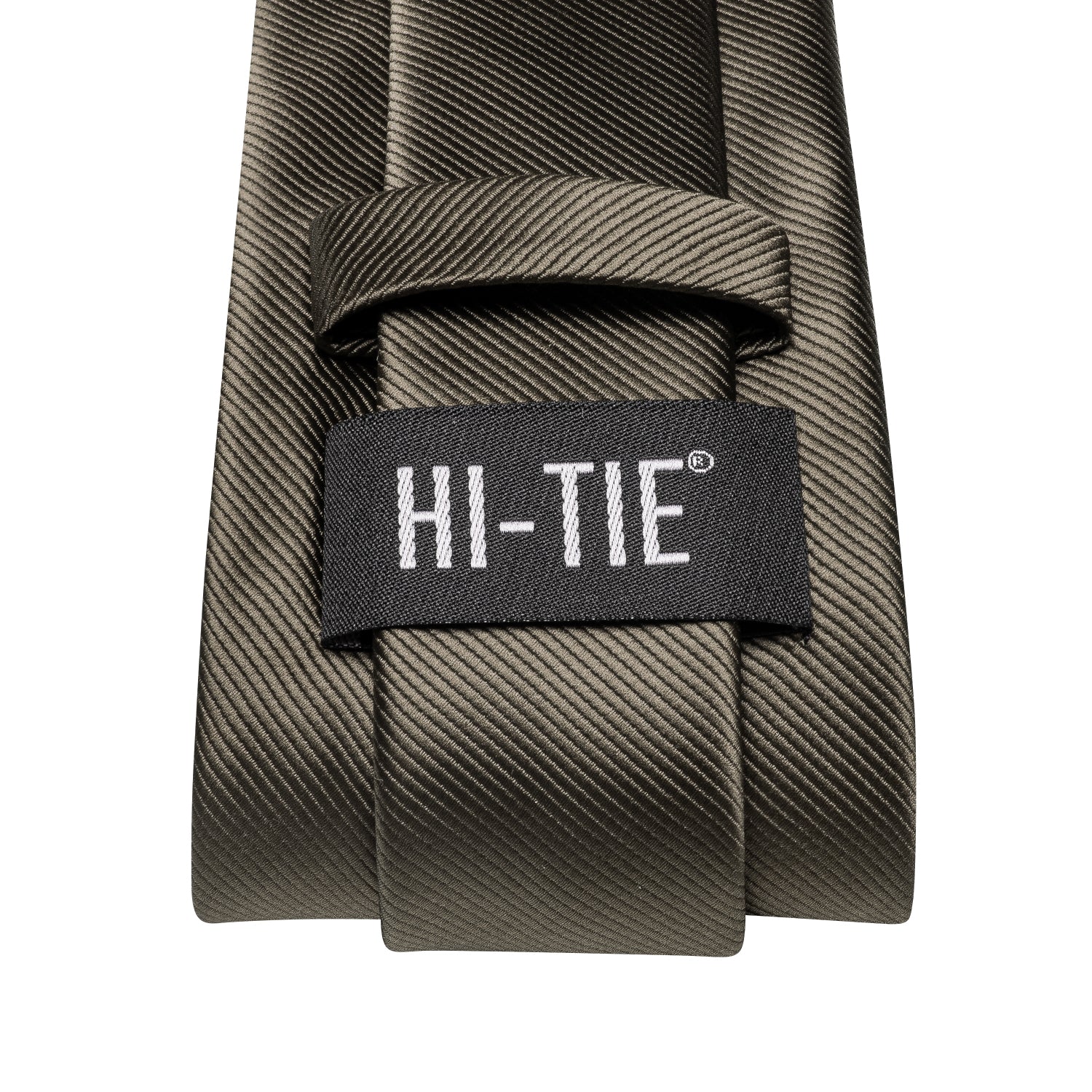 Chocolate Grey Solid Tie Pocket Square Cufflinks Set