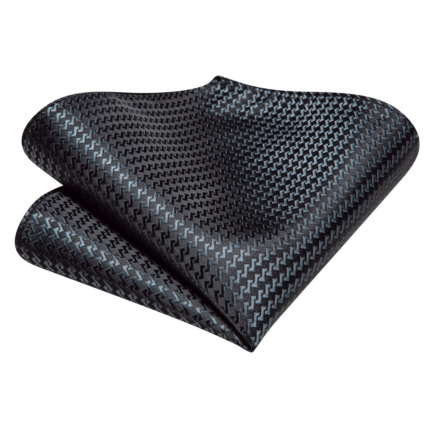 Grey Black Irregular Strip Silk Tie Pocket Square Cufflinks Set