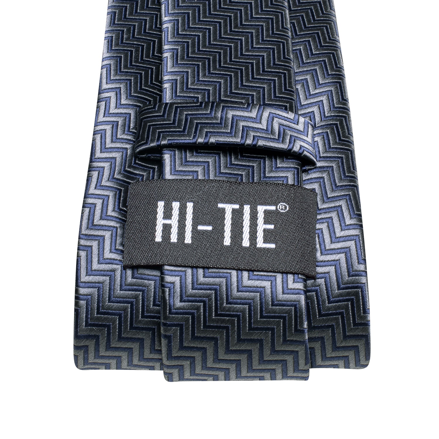 Blue Grey Irregular Stripe Silk Tie Pocket Square Cufflinks Set