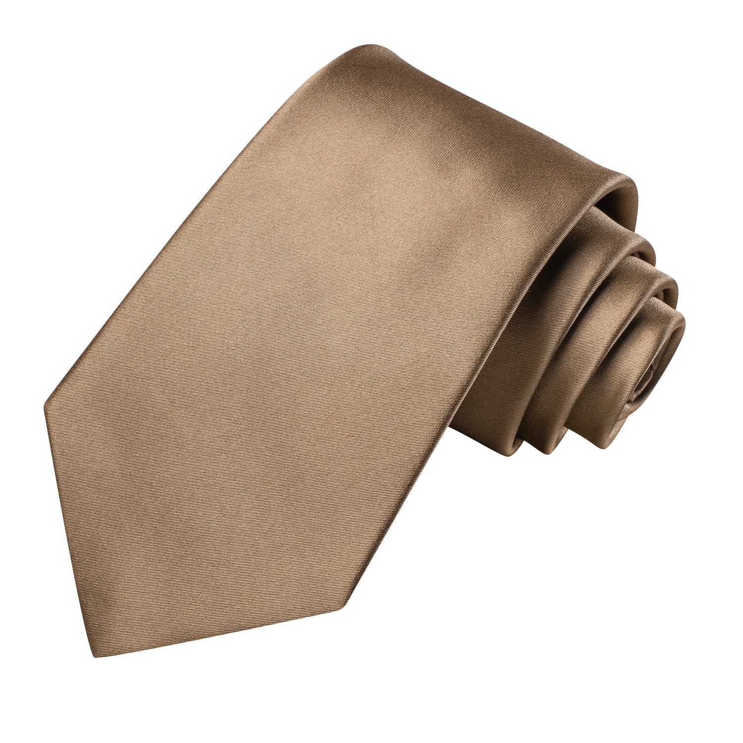 Brown Necktie Solid Silk Tie Pocket Square Cufflinks Set