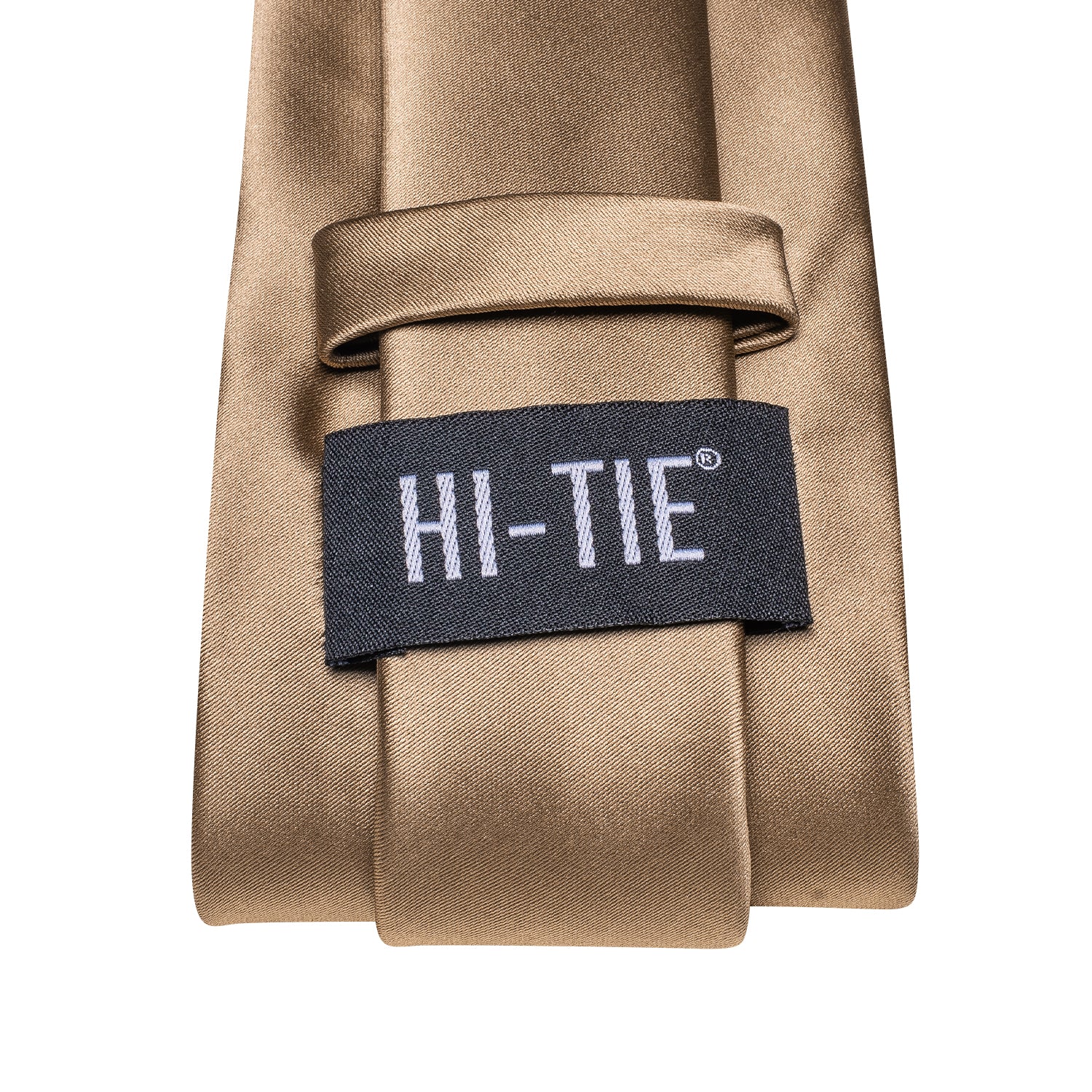 Brown Necktie Solid Silk Tie Pocket Square Cufflinks Set