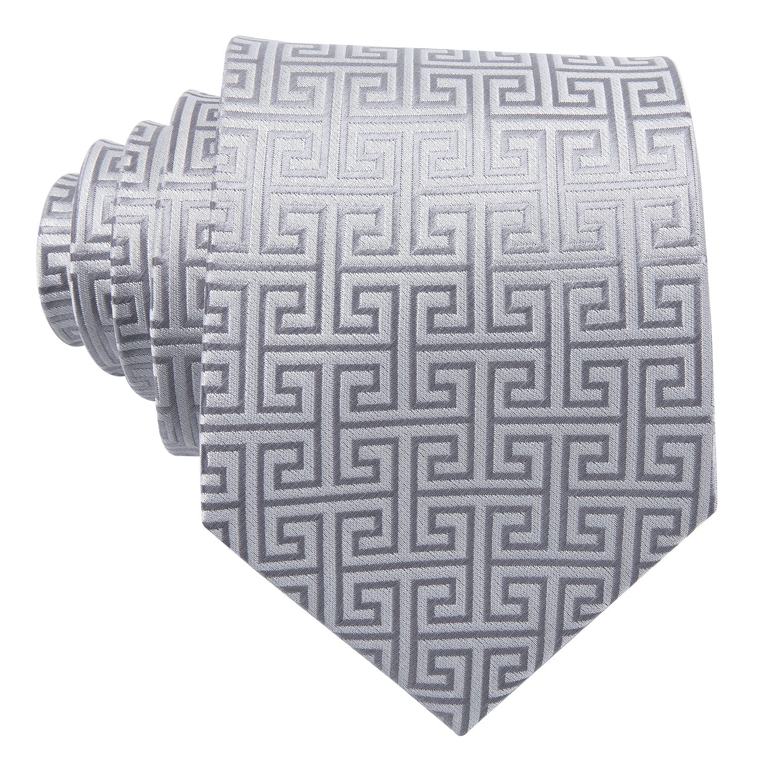 Novelty Silver Tie Pocket Square Cufflinks Set Gift Box Set