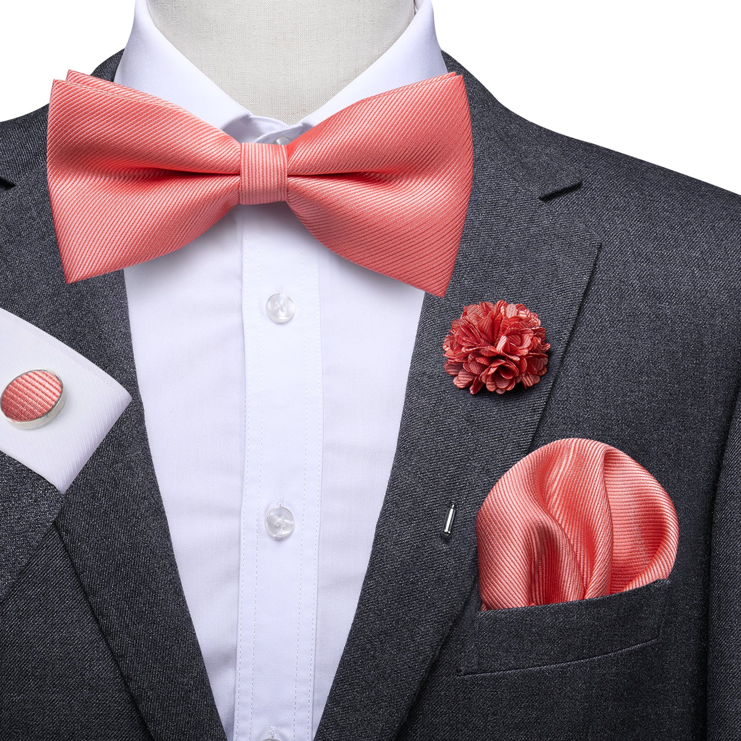 coral and black tie