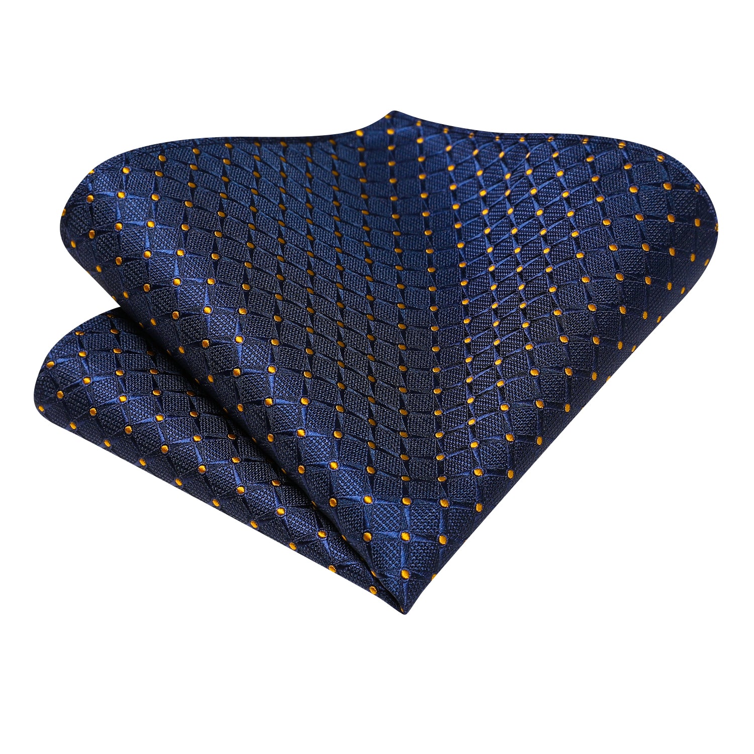 Blue Yellow Dot Ascot Pocket Square Cufflinks Set