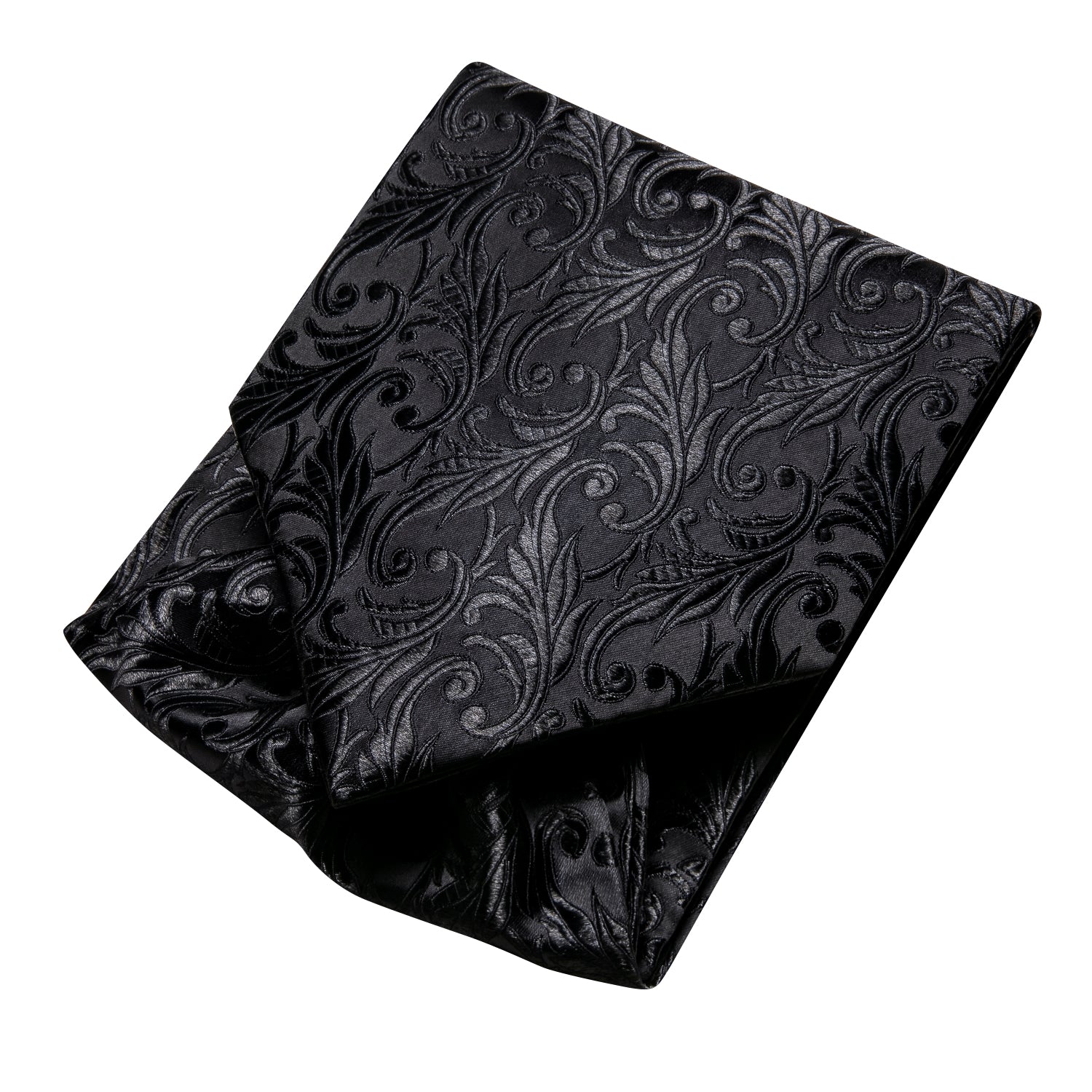 Black Paisley Ascot Pocket Square Cufflinks Set
