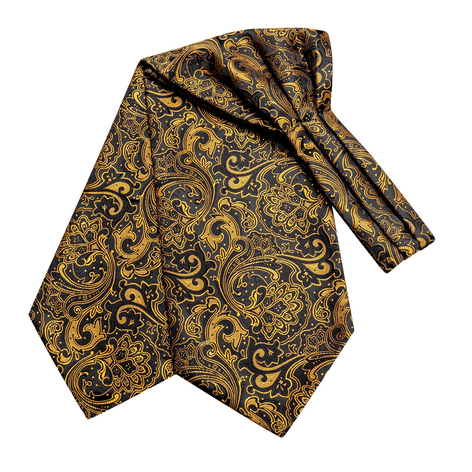 Golden Paisley Ascot Pocket Square Cufflinks Set