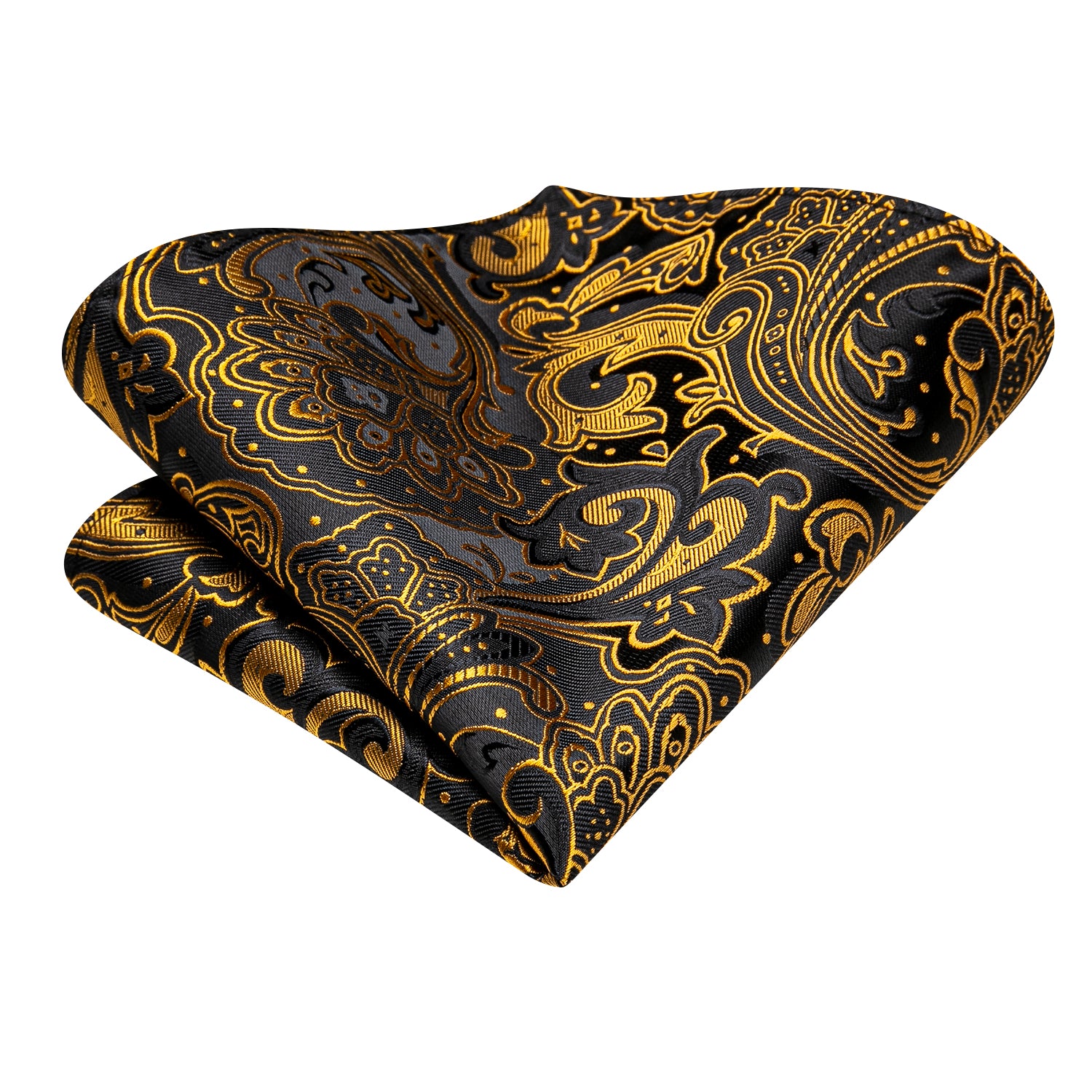 Golden Paisley Ascot Pocket Square Cufflinks Set