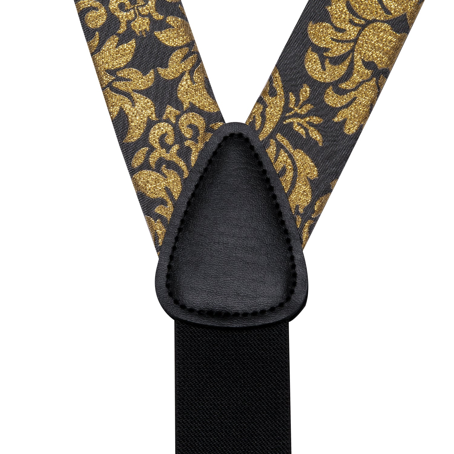 Luxury Gold Floral Suspender Bowtie Pocket Square Cufflinks Set