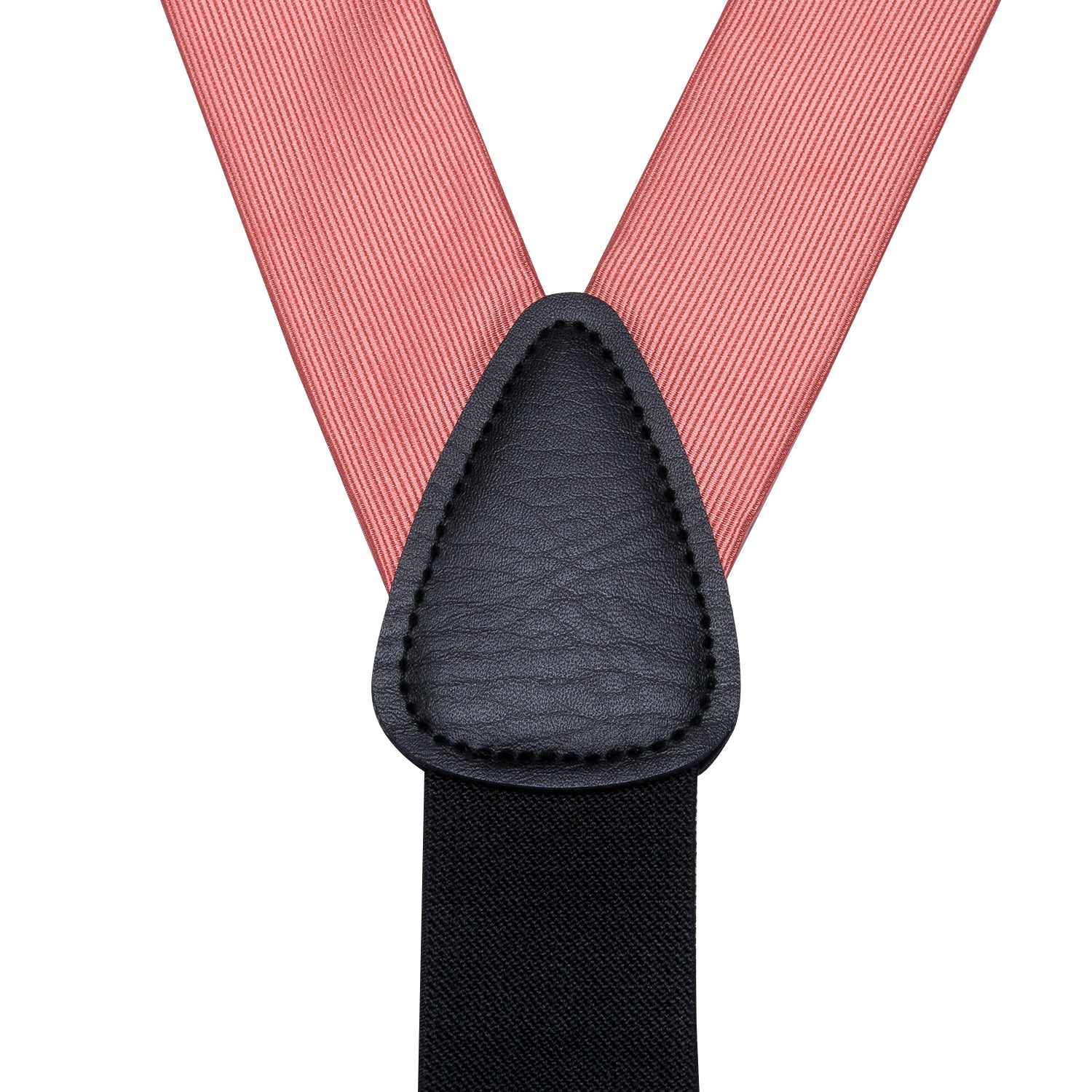 Solid Coral Suspender Bowtie Pocket Square Cufflinks Set