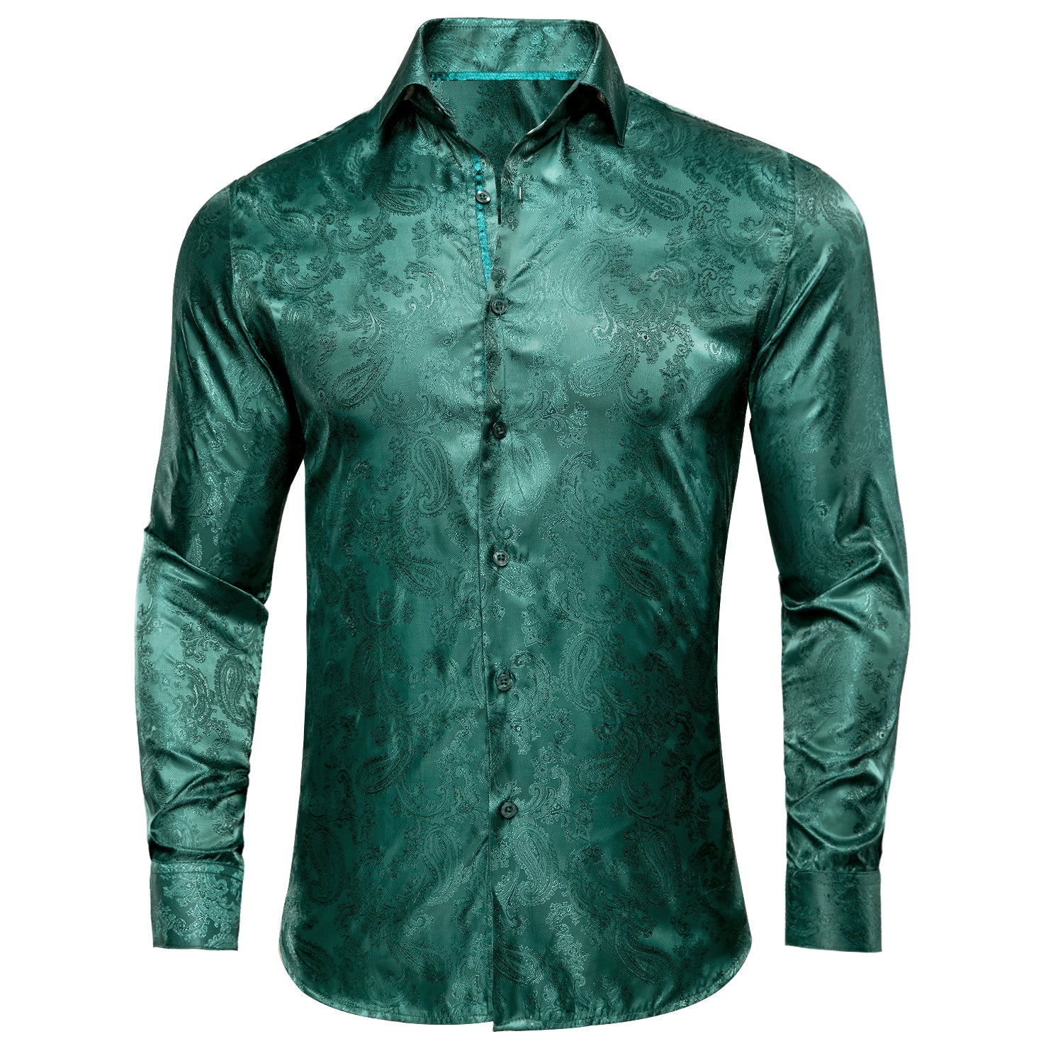 Turquoise Green Paisley Silk Men's Shirt