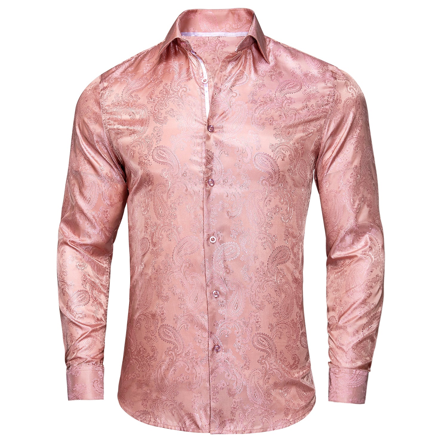 Orange White Paisley Button Light Shirt Men's main image 1