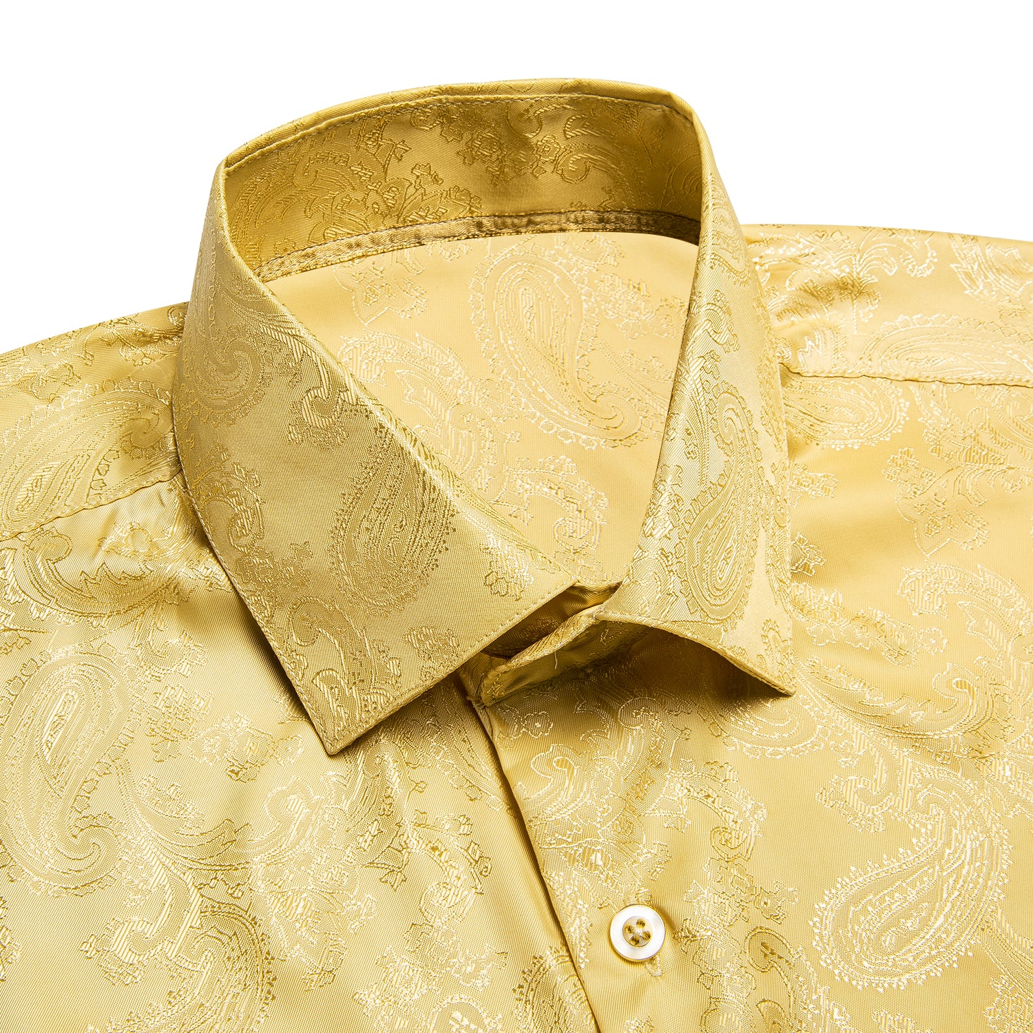 Shinning Yellow Paisley Silk Men's Shirt