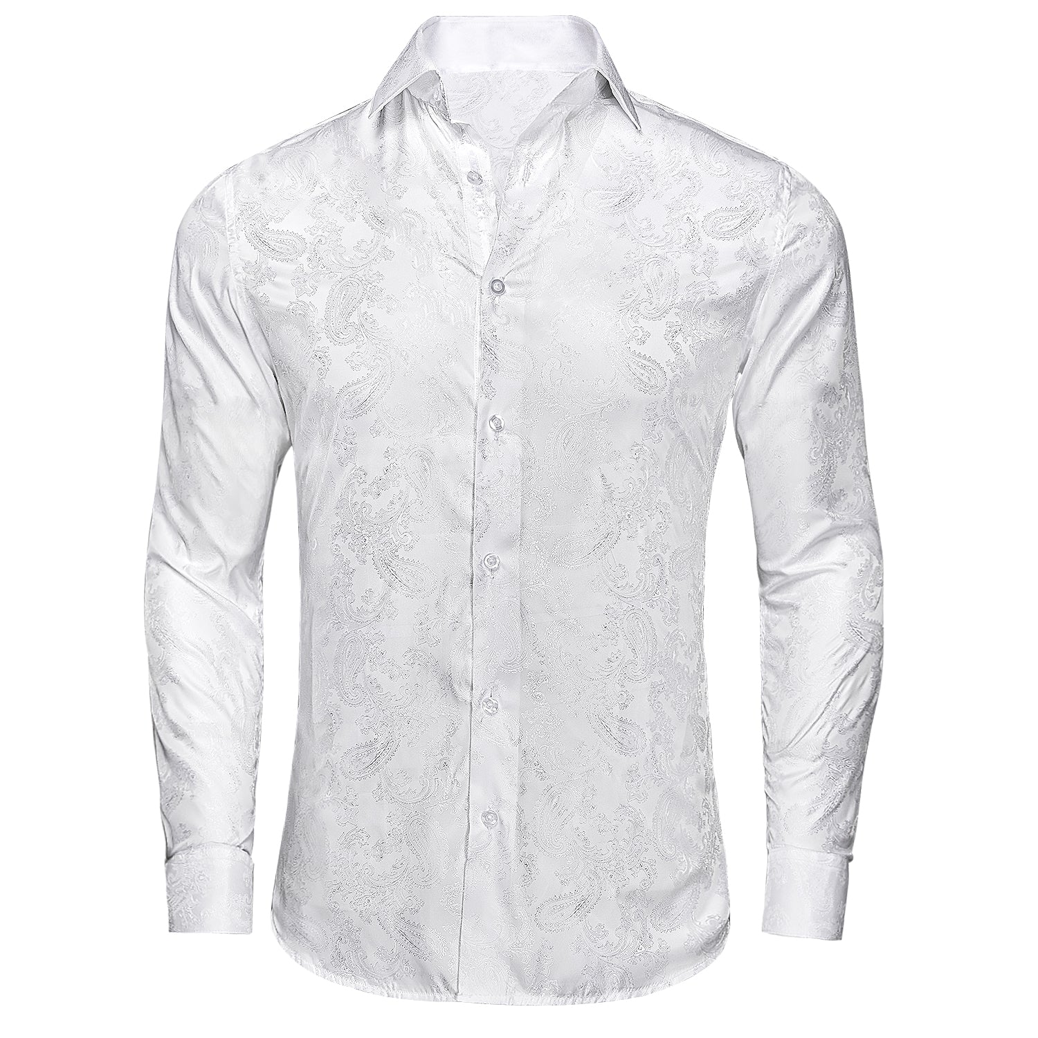 Pure White Paisley Silk Men's Shirt
