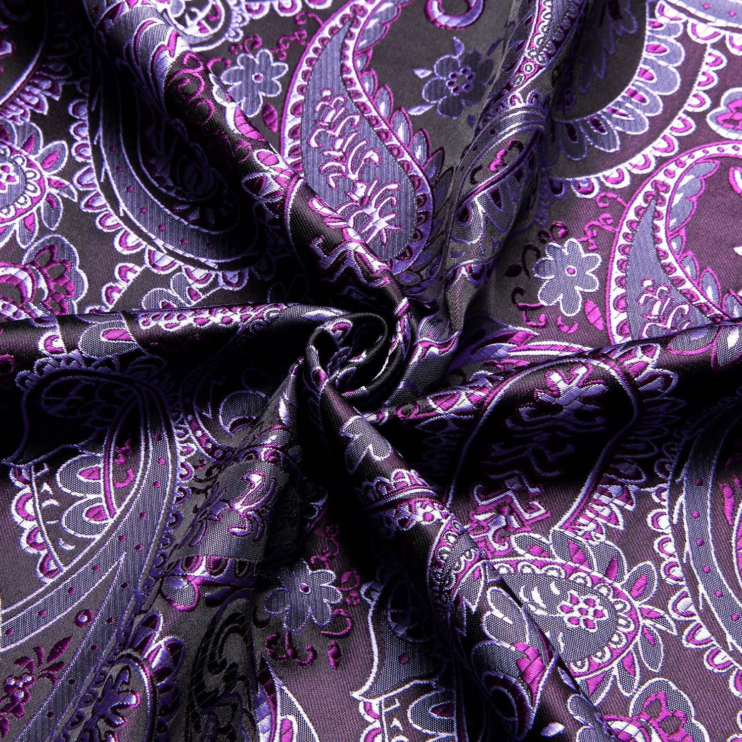 Classic Purple Black Paisley Silk Men's Shirt