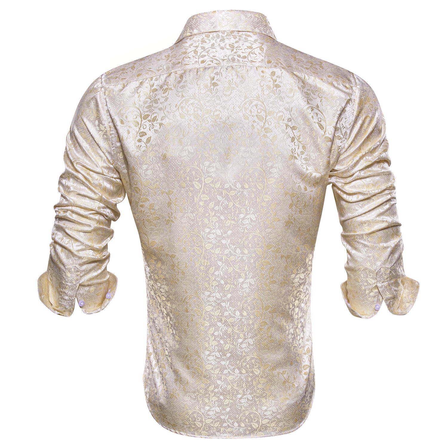 Champagne Gold Flower Silk Men's Shirt