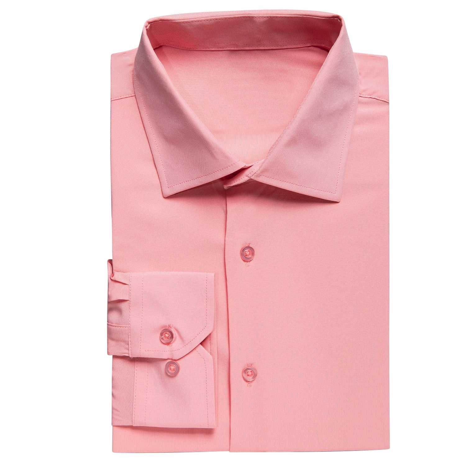Salmon Pink Stretch Men's Long Sleeve Shirt