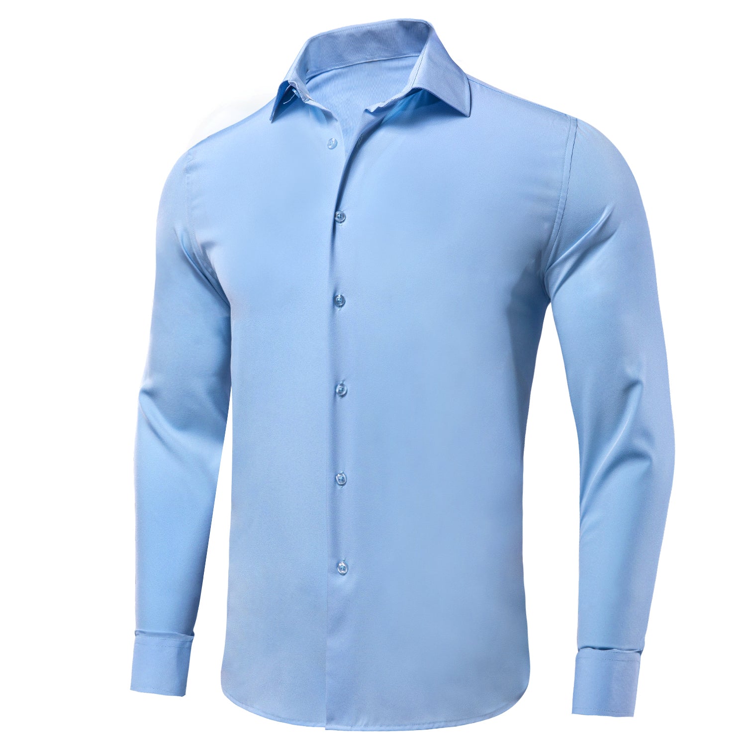  Dress Shirt Sky Blue Stretch Men's Long Sleeve Shirt