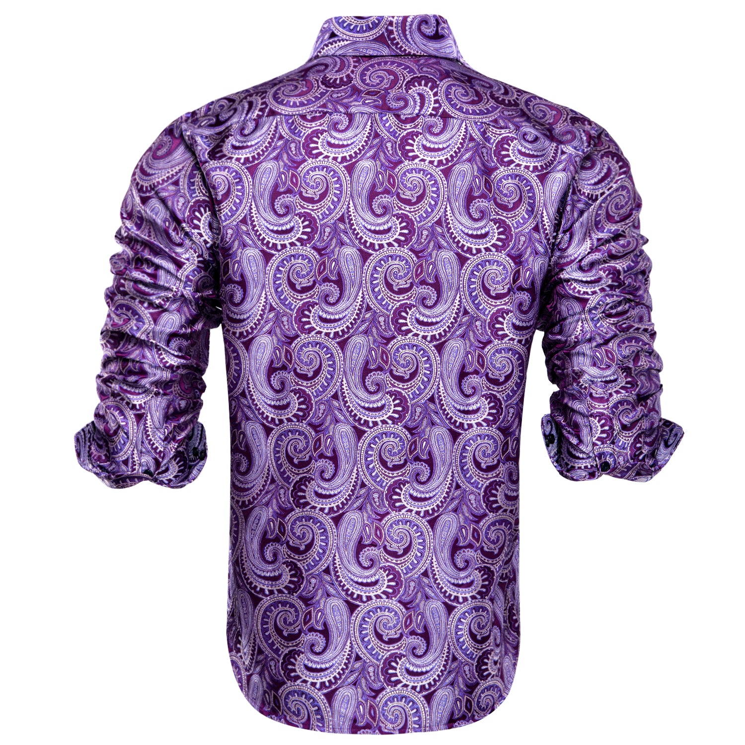 Hi-Tie Men's Shirt Purple Paisley Silk Windsor Collar Button Down Shirt