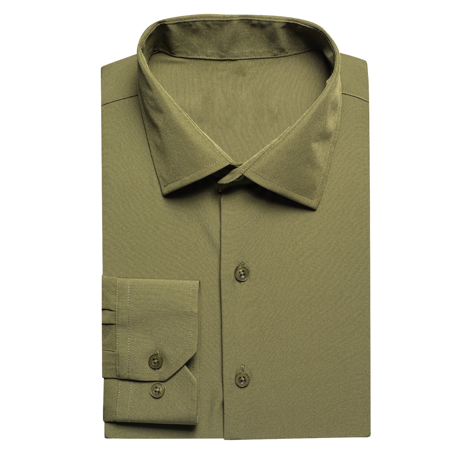 Olive Green Stretch Men's Long Sleeve Shirt