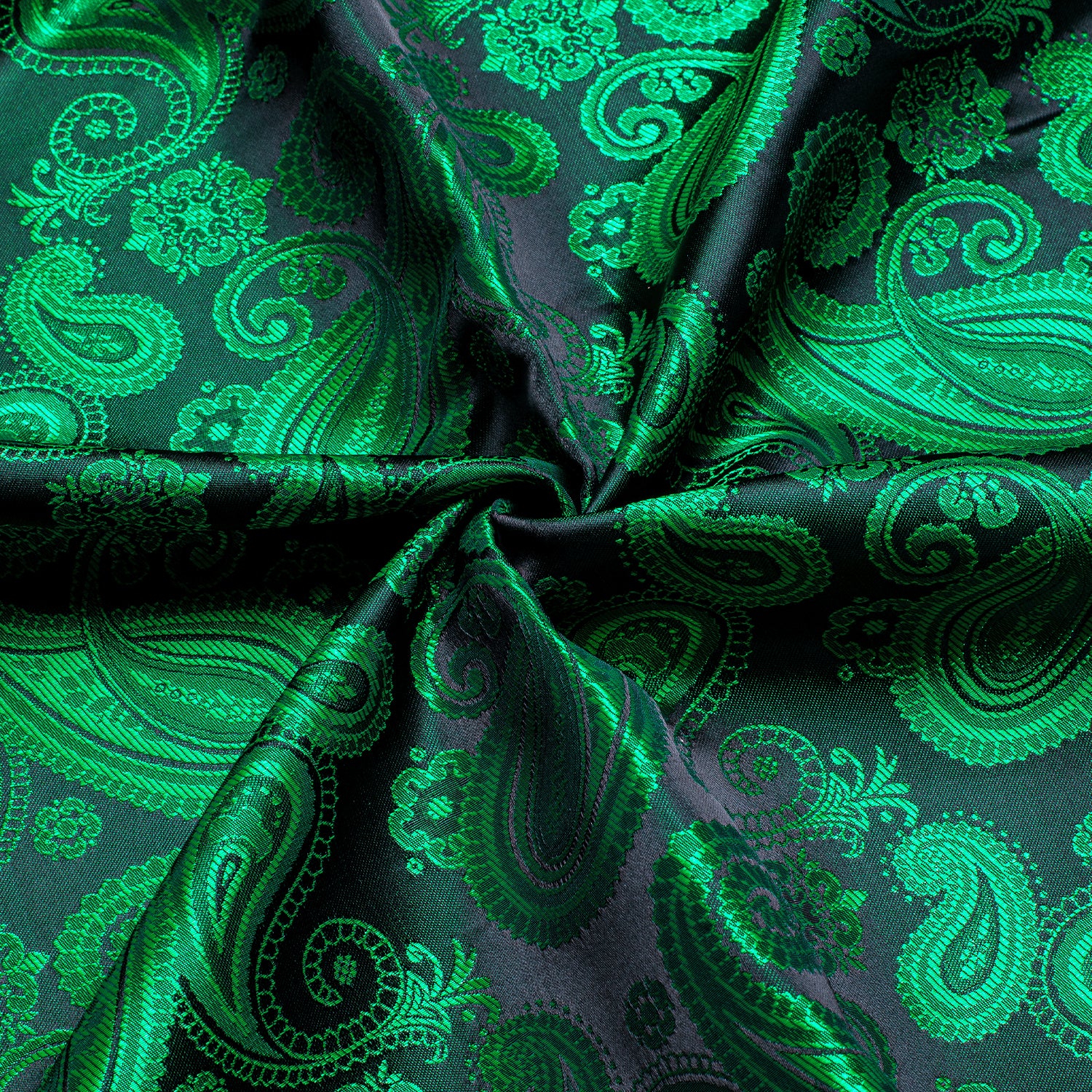 Green Black Paisley Silk Men's Long Sleeve Shirt Casual